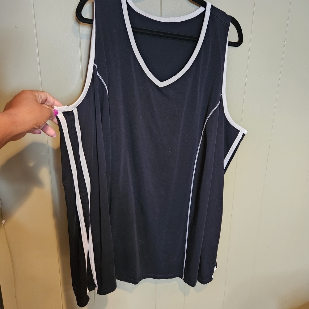 Catherines Black & White Active Tank Top – Women’s 4X | Soft Stretch